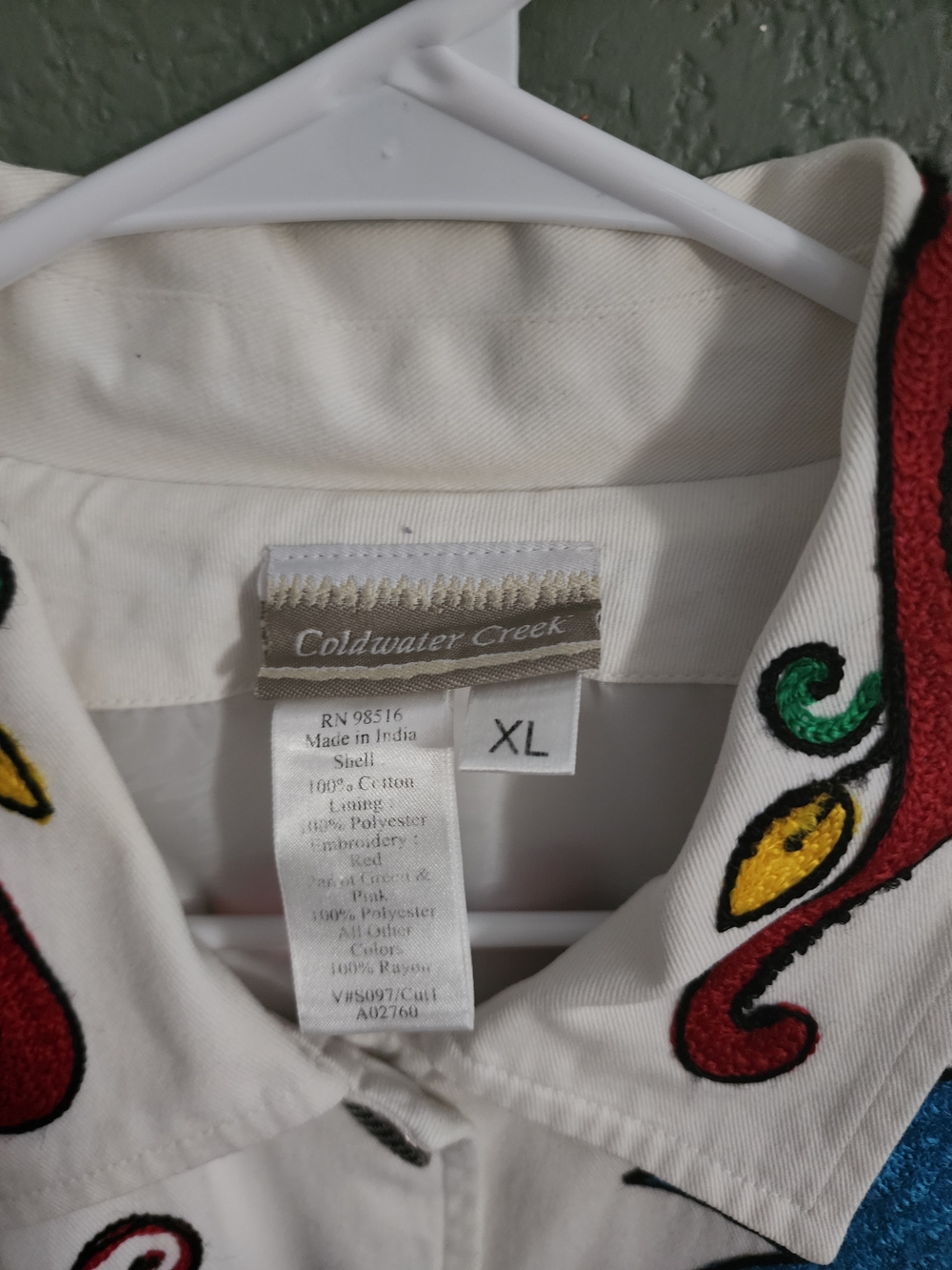 Vintage 90s Coldwater Creek Embroidered Bird Floral Jacket XL Boho Art to Wear - Picture 5 of 9
